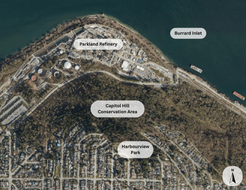 Aerial image of area around Capitol hill